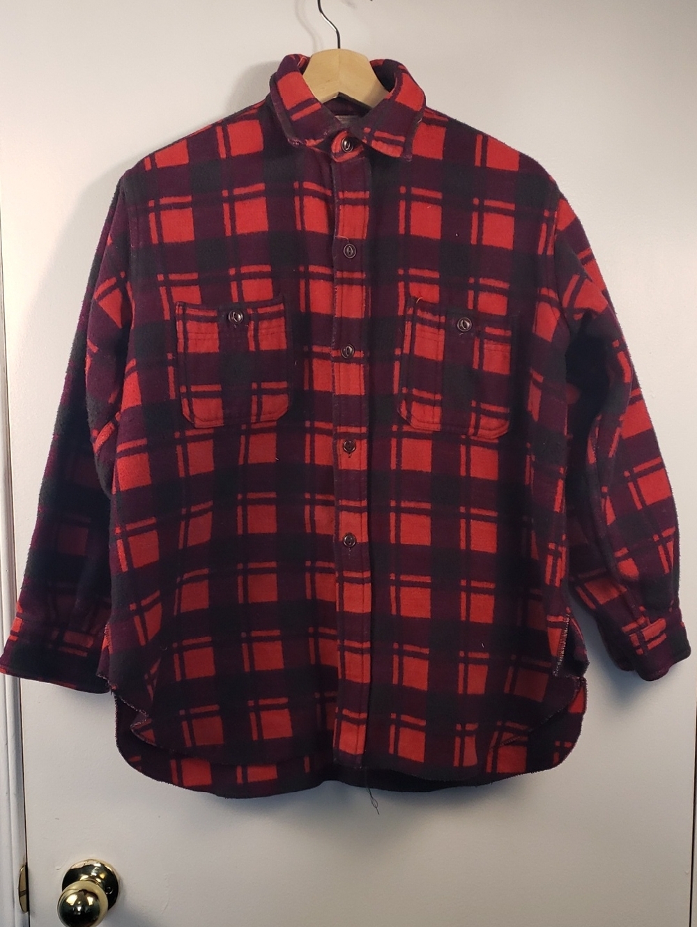 Vintage Champion Red and Black Plaid Flannel Jacket Size Medium